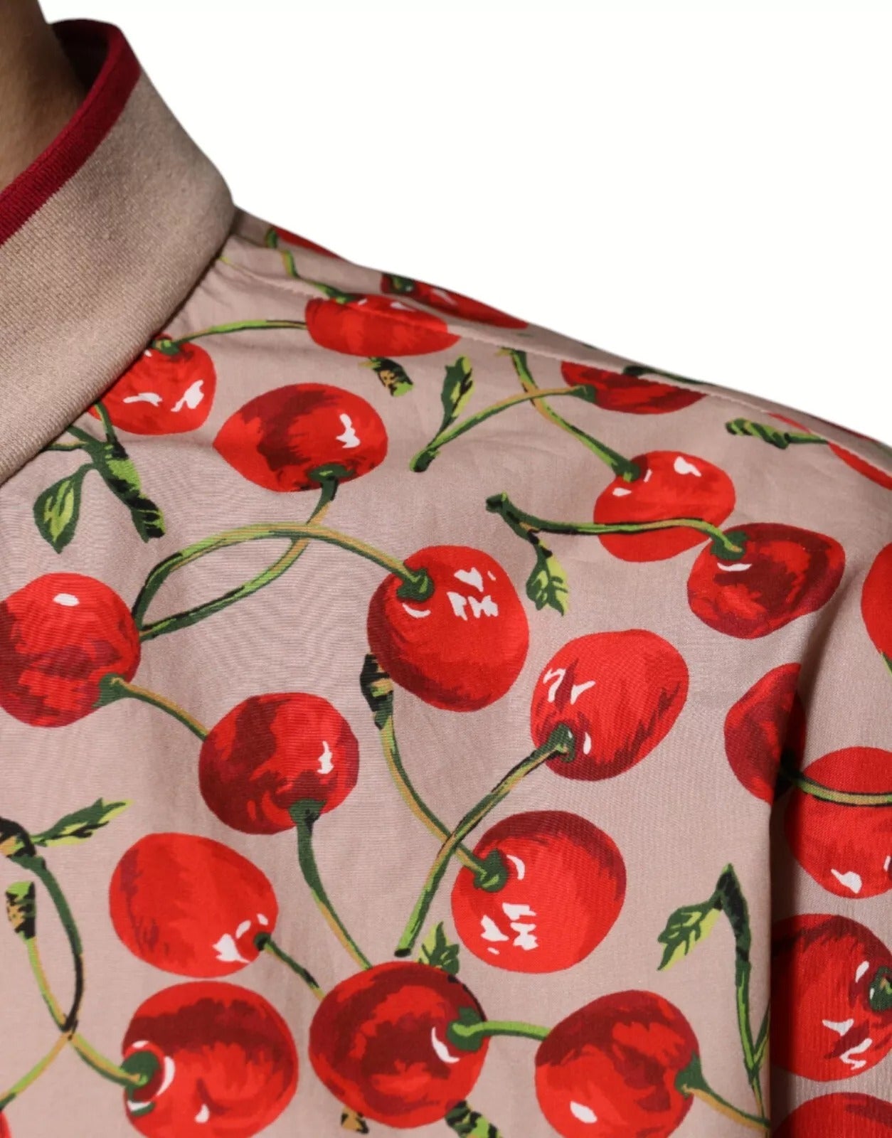 Dolce & Gabbana Bej Kiraz Naylon Düğmeli Günlük Gömlek